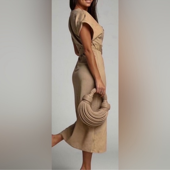 Mango belted linen midi dress size medium - Picture 3 of 10